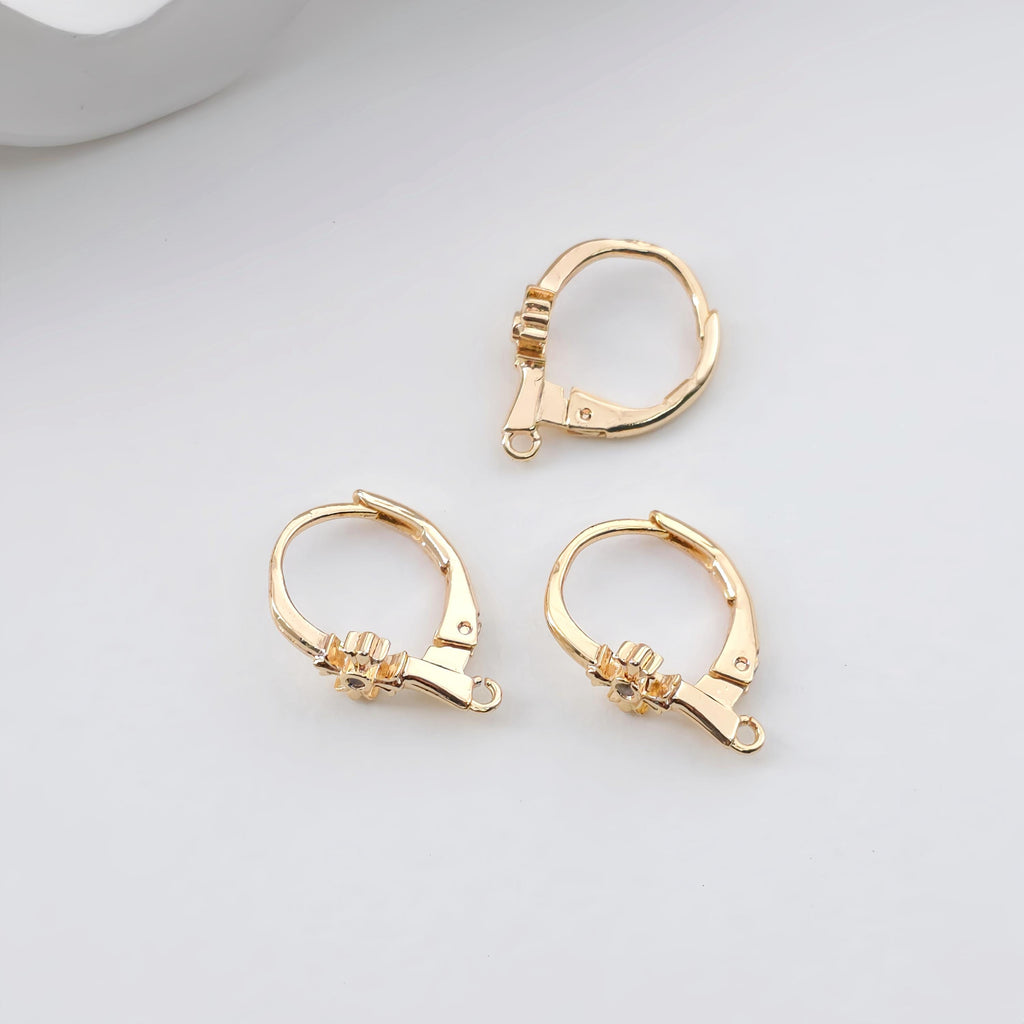 14K Gold Plated Oval Hoop Earring, Huggie Hoops Earring Parts, Lever Back, 15mm, Oval Hoop earring for Jewelry Making ZX328
