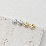 Square Post with Loop, Pave CZ, 18K Gold, S925 Silver Pin Nickel Free Earrings, Hypoallergenic Earring Findings D0427
