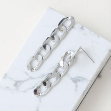 Load image into Gallery viewer, Gold Link Chain Earring Post, Curb Chain Stud Earring Nickel Free, S925 Silver Ear Pin, Hypoallergenic Earring Findings G0021