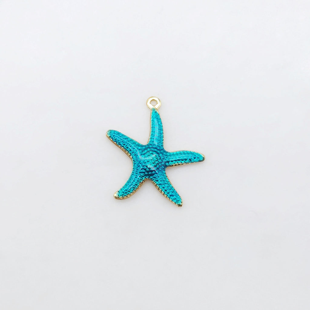 3D Enamel Starfish Charms, 18K Gold Plated, Dainty Starfish Shape Pendant, Bracelet Making Pendant S20520