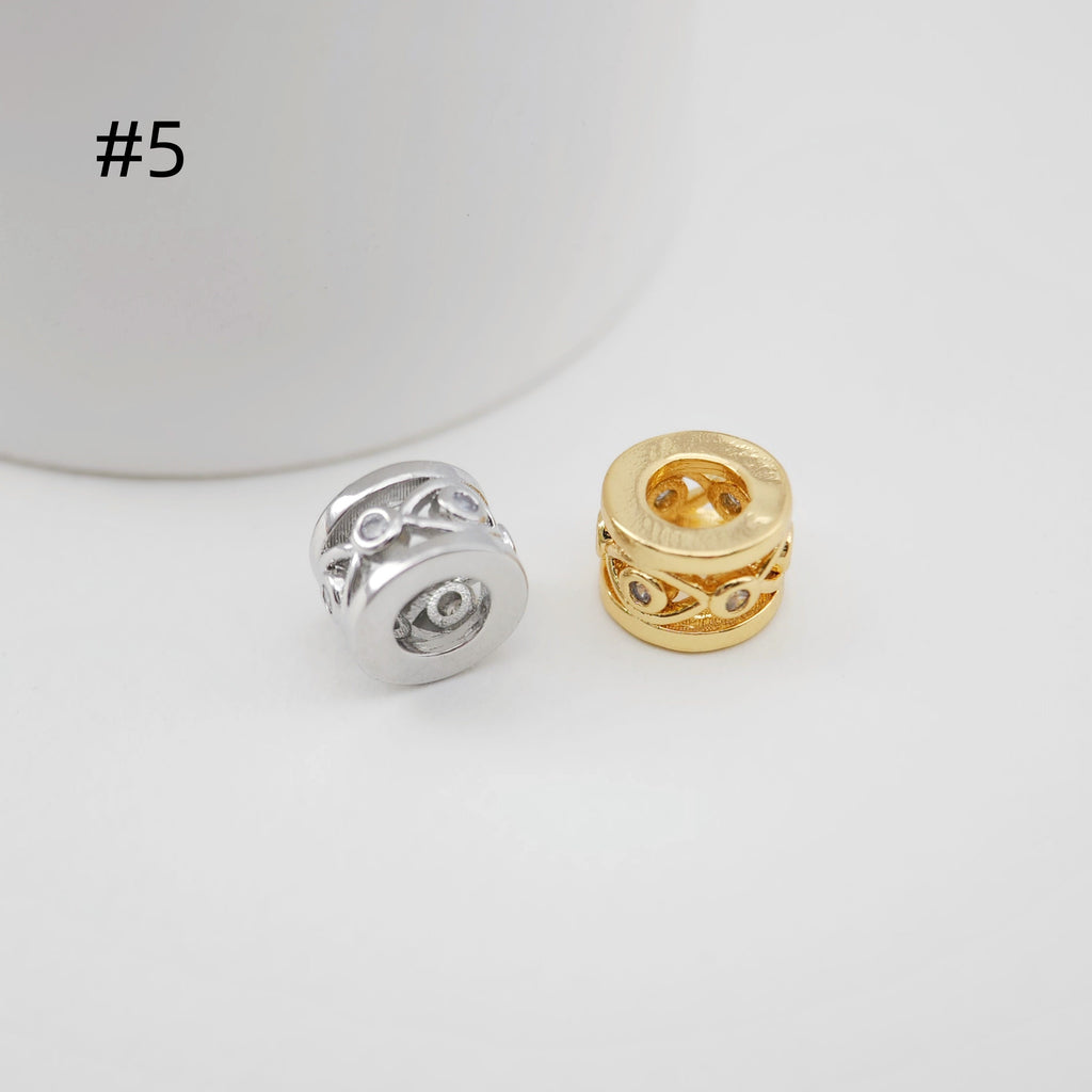 Spacer Beads Collection, 18K Gold/Silver Plated, Round Beads, CZ Pave Beads, Dainty Jewelry Making Beads, Jewelry Finding S1155