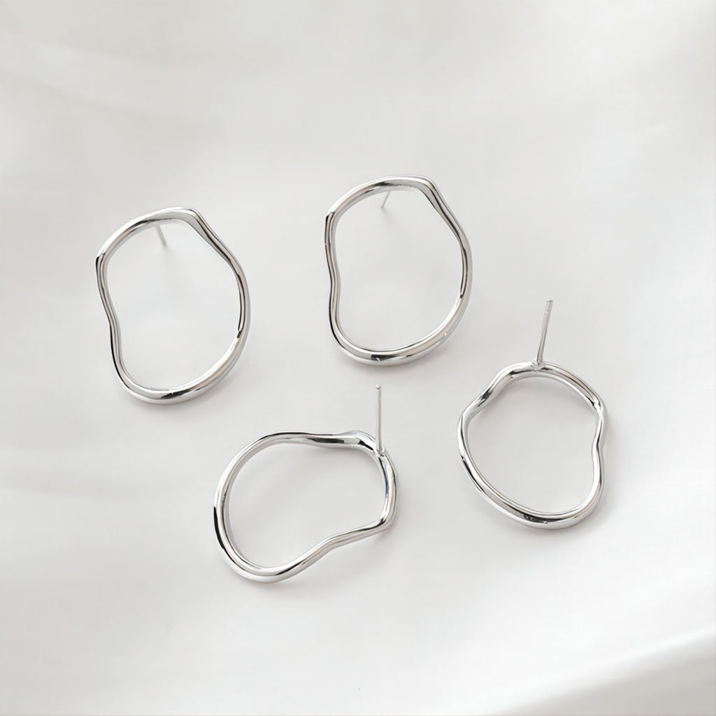 قرط أذن من الفضة الإسترليني عيار 925، دبوس أذن غير منتظم، خالٍ من النيكل، مشبك أذن ذهبي/فضي، قرط مضاد للحساسية JJ010