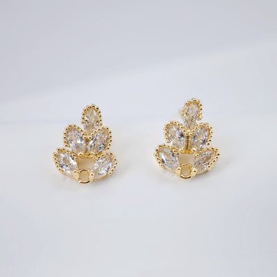 أقراط على شكل زهرة من الزركونيا المكعبة، مطلية بالذهب مع حلقة، مضادة للحساسية، أدوات يدوية الصنع، لوازم صنع الأقراط بنفسك D0032