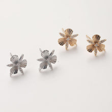 Load image into Gallery viewer, Cubic Zirconia Flower Post Earrings, Gold Plated Earring Post with Loop, Hypoallergenic, Handmade Earring Finding,DIY Earring Supplies GZ765