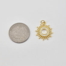 Load image into Gallery viewer, Sun Charm, Sunny Round Pendant, 18K Gold Plated Micro CZ Pave, 22mm, Necklace Making Charm, Jewelry Findings S20665