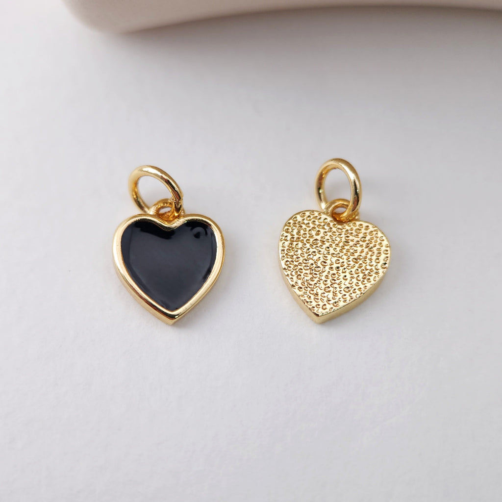 Dije de corazón esmaltado, chapado en oro de 18 quilates, 10 mm, ideal para collares y pulseras, S1206