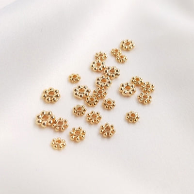 Flower Spacer Beads, 14K Gold Plated, 4mm, 5mm, 6mm, Dainty Earring Making Beads, Jewelry Finding TH016-ZX7036