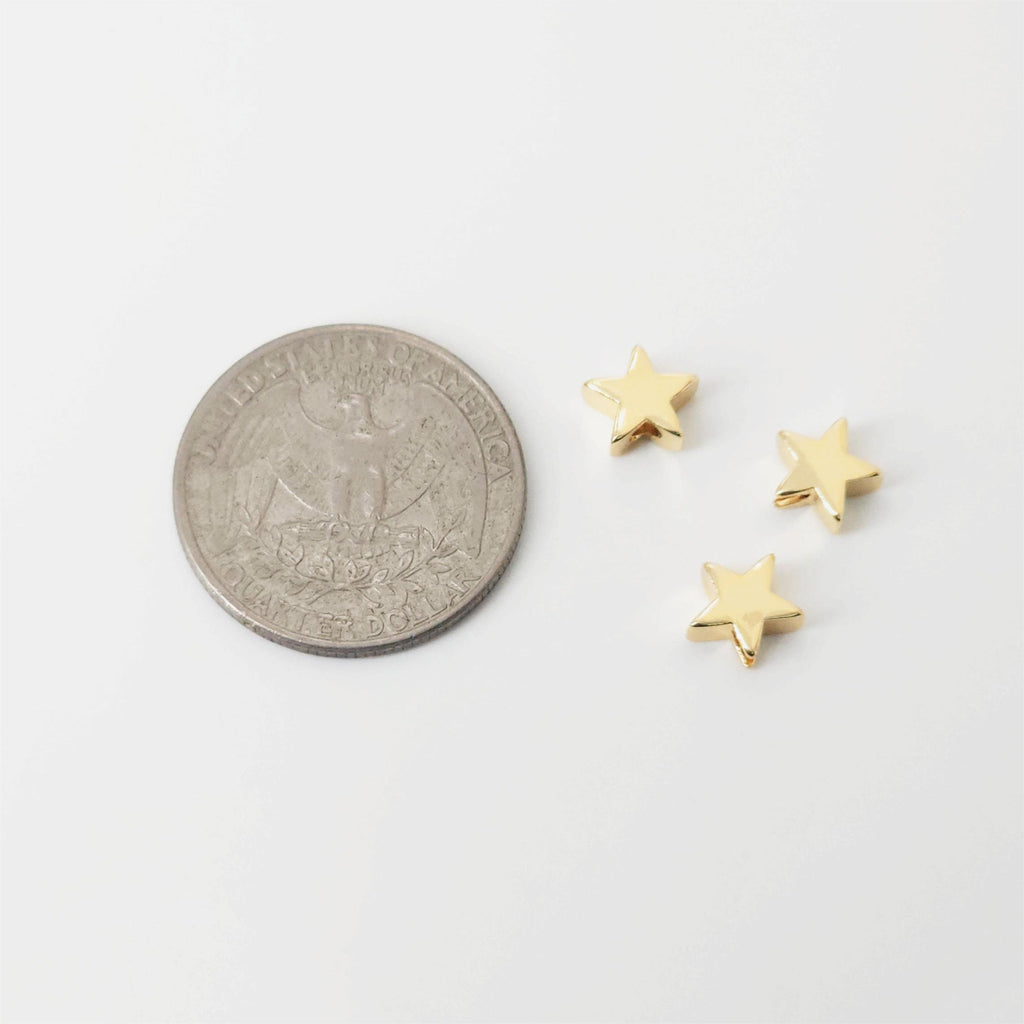 10pcs Star Spacer Beads, 18K Gold Plated, Dainty Earring Making Beads, Jewelry Finding S20841