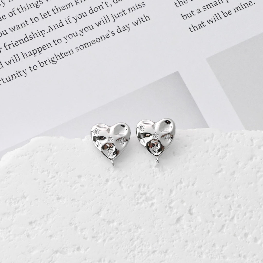 أقراط على شكل قلب مطروق، مطلية بالذهب عيار 18 قيراطًا، خالية من النيكل، دبوس من الفضة الاسترلينية S925، أقراط أذن مضادة للحساسية، رقم المنتج D0437