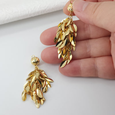 Gold Leave Bunch Charms, 18K Gold Plated Plants Charms, Bunch of Leaves Pendant,  Necklace Charms, Jewelry Findings S20695