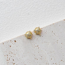 Load image into Gallery viewer, Round Post Earrings, 9.8*8mm, Burshed Gold Earring Post with Loop, CZ Pave, Hypoallergenic, Earring Findings, Earring Supplies D0413