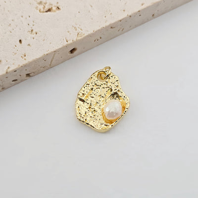 Ocean Pendant, 18K Gold Plated, Shell with Pearl Style Pendant , Necklace Making Charm, Jewelry Findings S1268