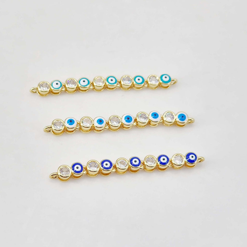 دلاية عين شريرة مطلية بالمينا، موصل عين مطلي بالذهب عيار 18 قيراط، 45 مم، لصنع الأساور، إكسسوارات المجوهرات S20656