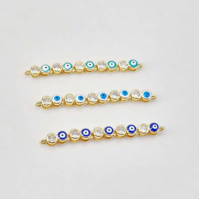 دلاية عين شريرة مطلية بالمينا، موصل عين مطلي بالذهب عيار 18 قيراط، 45 مم، لصنع الأساور، إكسسوارات المجوهرات S20656