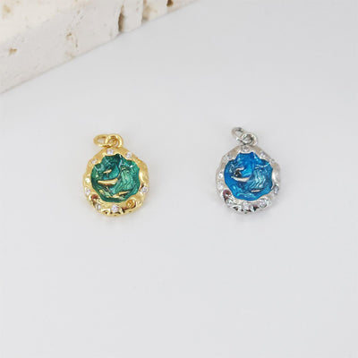 Ocean Pendant, 18K Gold Plated, Necklace Making Charm, Jewelry Findings S20812