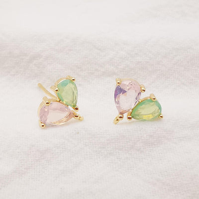 10PCS Cubic Heart Earring Post, Dainty 14K Gold Plated Brass Stud Earring With Loop, S925 Silver Ear Pin,Ear Post,Earring Finding Z057