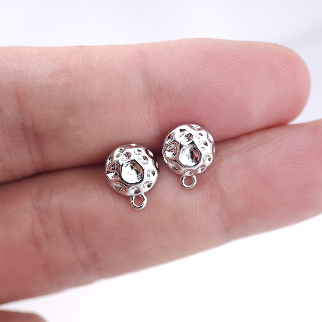 Round Hammered Earring Post Earrings, Gold Earring Post with Loop, Hypoallergenic, Earring Findings, Handmade Earring Supplies D0050