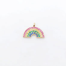 Load image into Gallery viewer, Colorful CZ Micro Pave Rainbow Charm, Crystal CZ Rainbow Pave Pendant, 18K Gold Plated, Necklace charms, Jewelry Findings S20542
