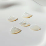 Fan Shape White Mother-of-Pearl, MOP Shell Pendant, Engraved White Nacre, Shell Charm, Shell Jewelry Making Findings RY039