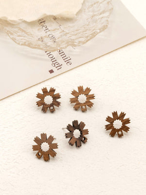4PCS Wood Earrings, Flower Type Wooden Earrings for women,Reclaimed Walnut Wood, Geometric Statement Earrings Finding JT937-JT001