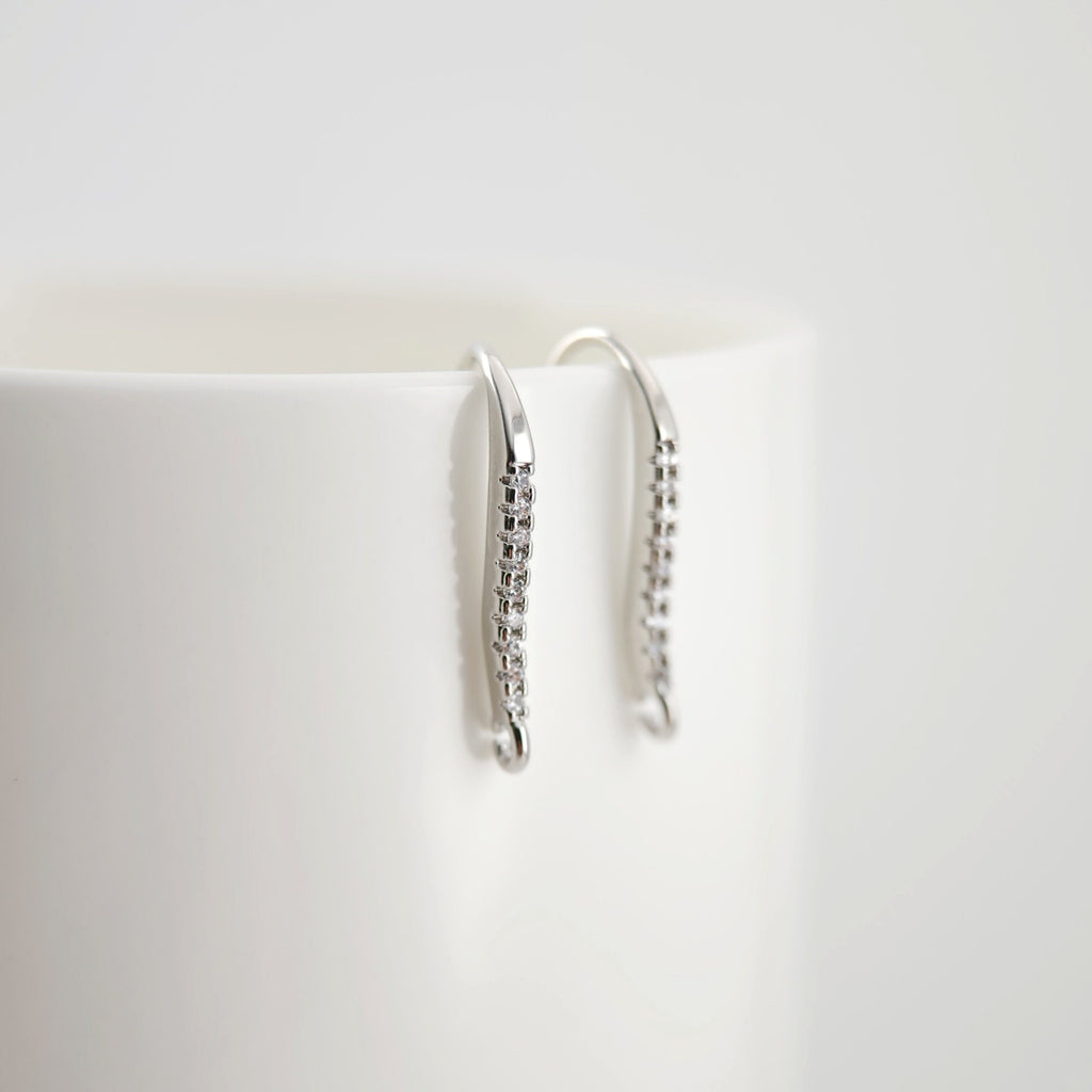 18K Gold Plated Ear Wires, Cubic Pave Earring Hooks, Nickel Free, Fish Hooks, Ear Wires for Jewelry Making D0136