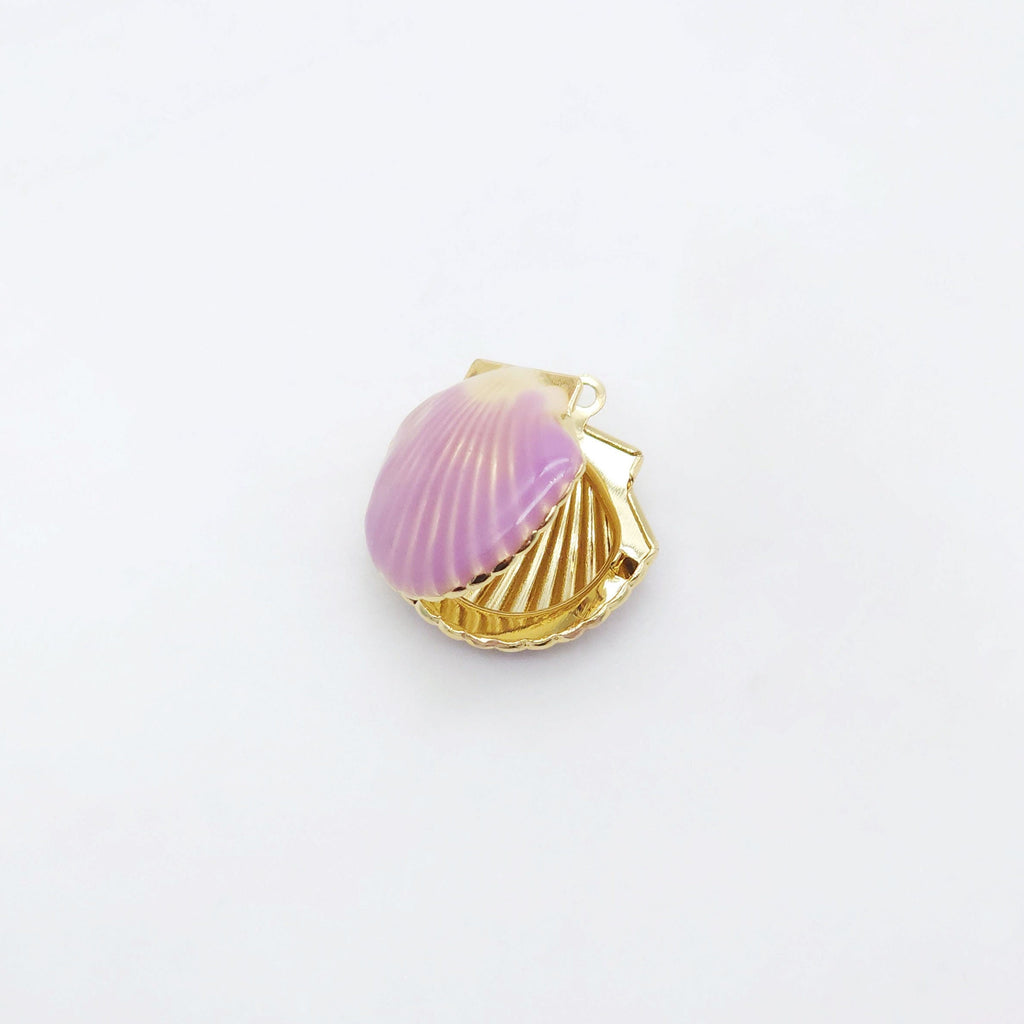 Enamel SeaShell Locket Charms, 18K Gold Plated, Shell Pendant, Beach Charm, Necklace Making Charms, Jewelry Findings S20514