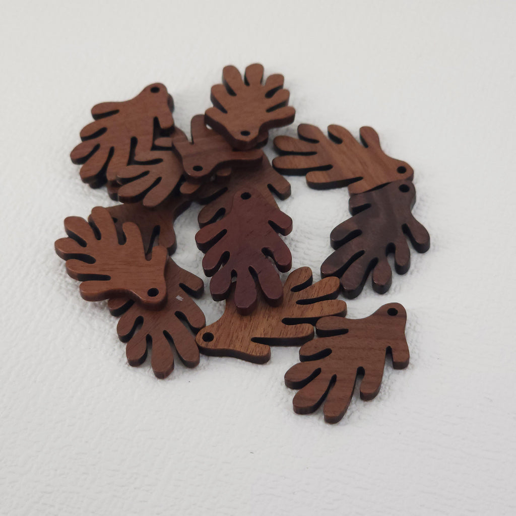 10PCS Leaf Shape Wood Charms, Wooden Pendant, Reclaimed Walnut Wood, Geometric Statement Wood Earrings Diy Ideas JT956