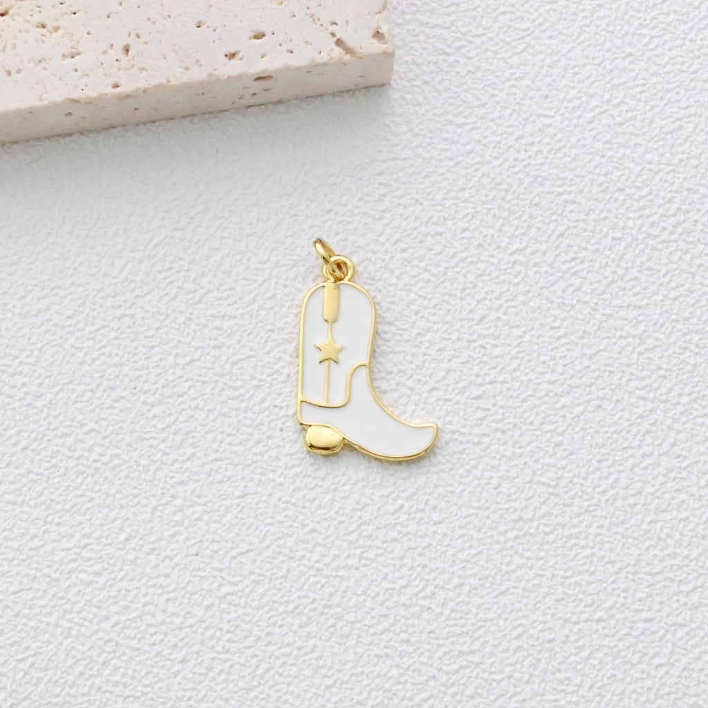 Colgante de botas de vaquero, dijes de botas de lluvia esmaltadas, dijes de botas chapados en oro de 18 quilates, fabricación de pulseras y collares, accesorios de joyería S1346