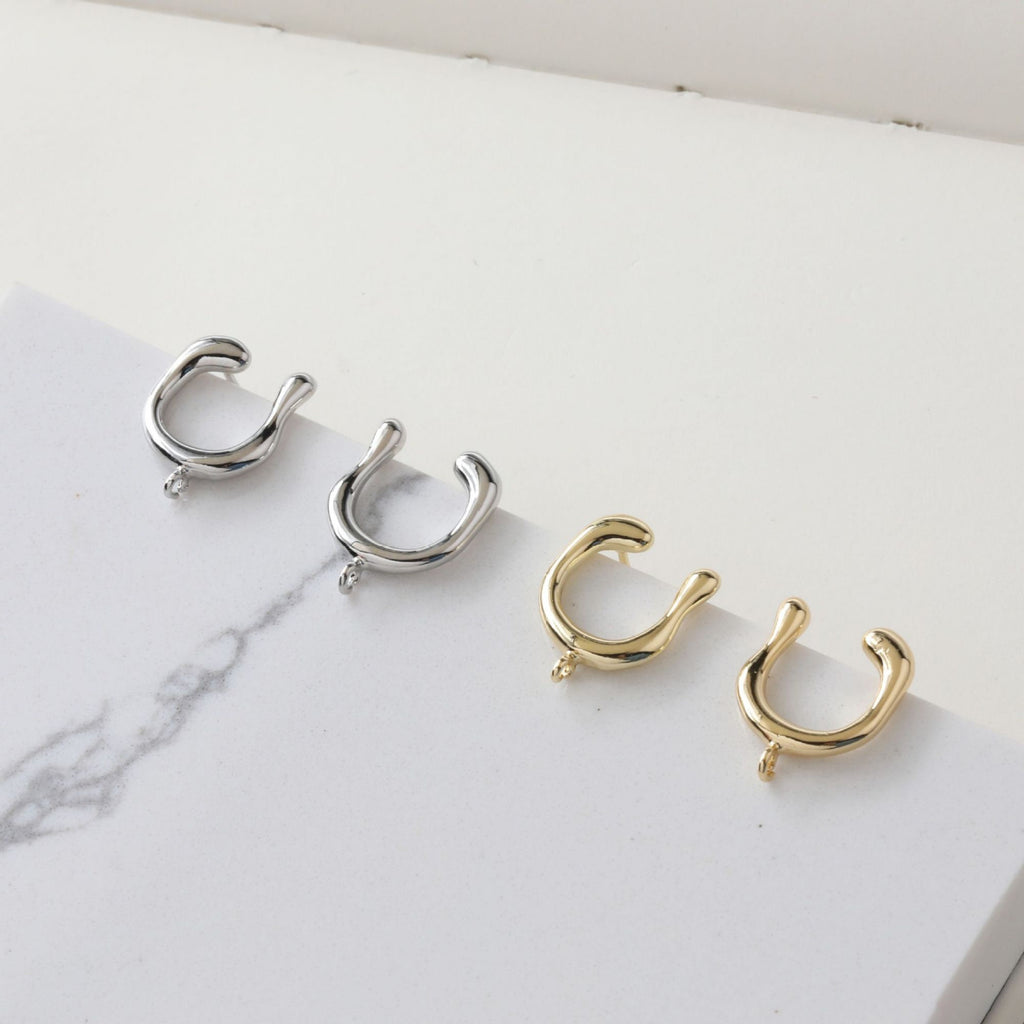 14K Gold  U Shape Earring Post With Loop, Arch Ear Studs, S925 Silver Ear Pin Nickel Free Earrings, Hypoallergenic Earring Findings BB072