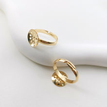 Cargar imagen en el visor de la galería, Anillo ajustable en blanco, copa con múltiples orificios, anillo sin terminar, engaste de cabujón redondo, oro de 14 quilates, base de anillo de plata, anillo minimalista ZX168