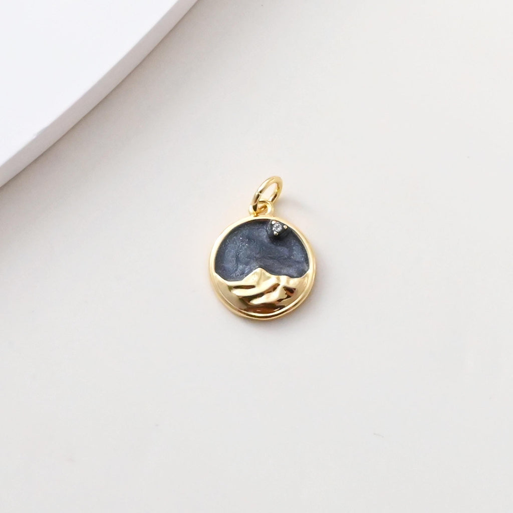 Enamel Round Charms Collections, Unicorn, Flower Pendant, Rabbit Pendant, 18K Gold Plated, Necklace Making Charms, Jewelry Findings S1383