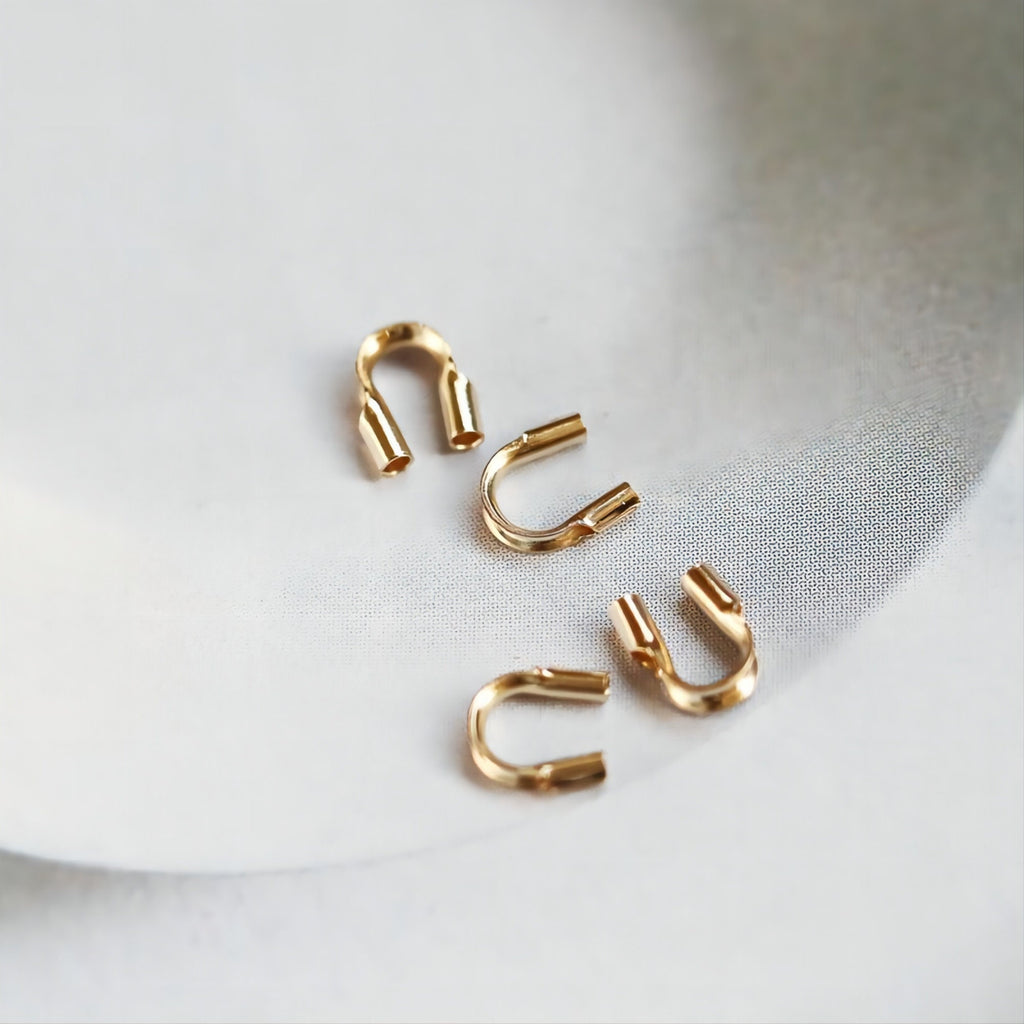 14K Gold Filled U-Shaped Wire Guardian Horsebit Clasp, [10PCS/Pack] Fit 0.53mm/0.79mm/1.14mm Hole, Wire Protector Accessories BL008