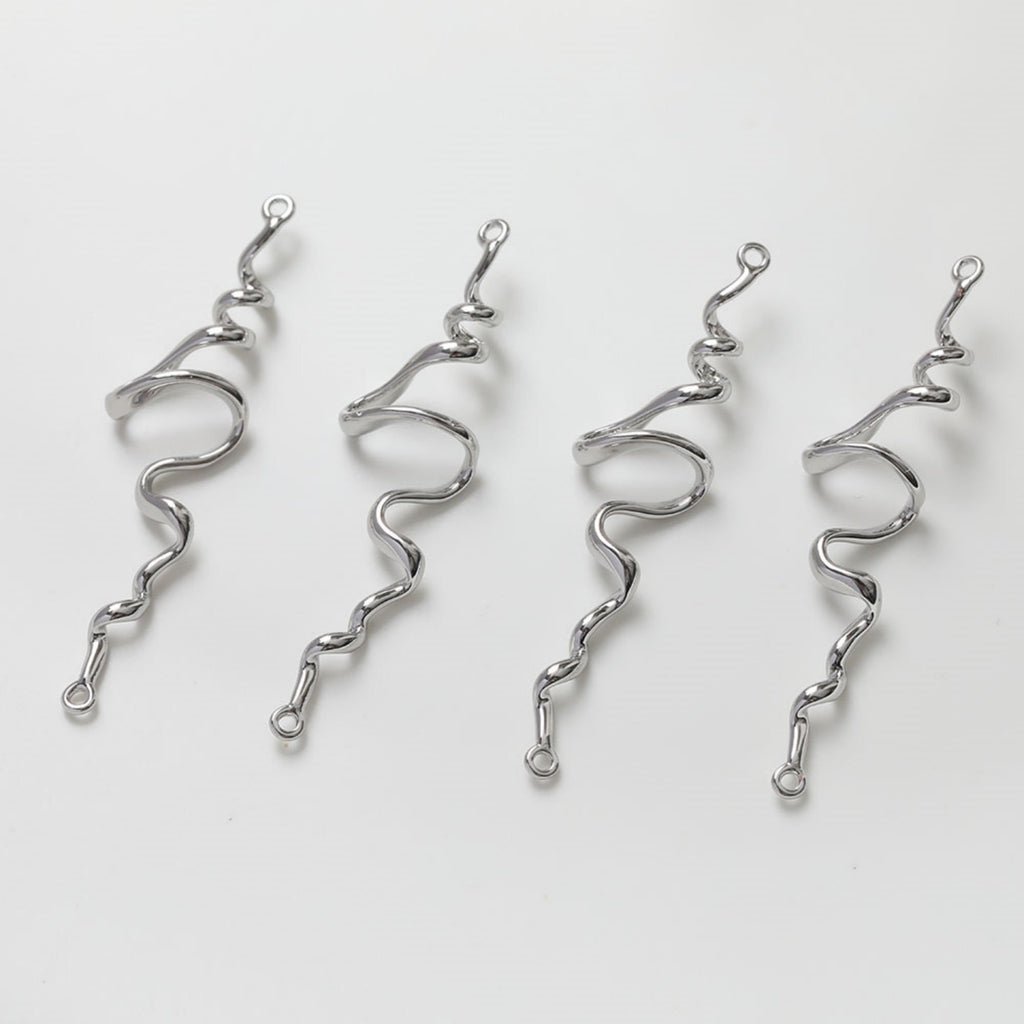 Danity Wave Connector with loops, 14K Gold/Silver Plated Earring Making Findings, Jewelry Findings GZ114