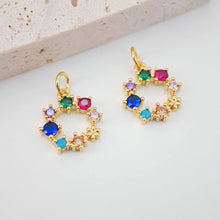 Load image into Gallery viewer, Rainbow Circle Pendant, Pave CZ Charm, 18K Gold Pendant, Bracelet Necklace Making, Gold Plated Jewelry Findings S20586