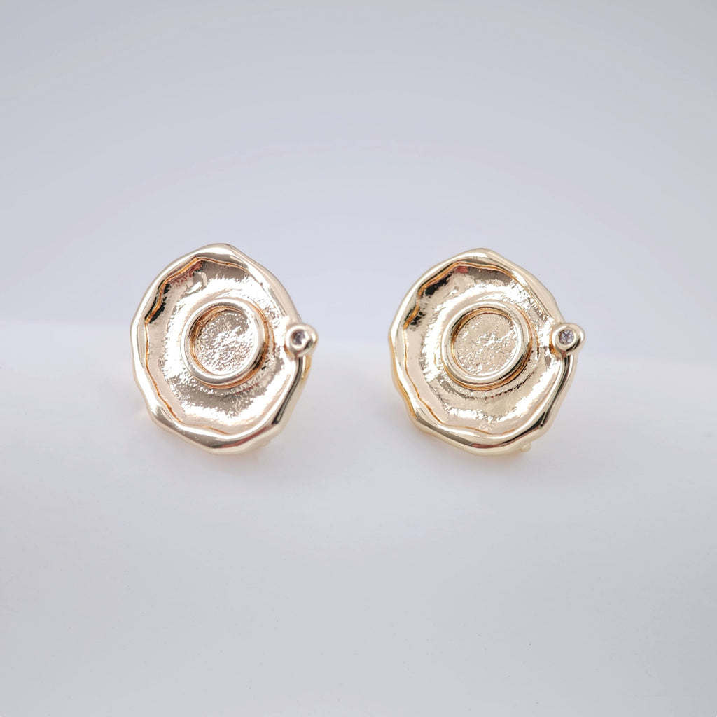 Round Earring Posts , Gold Plated Earring Post with Loop, S925 Silver Needle, Handmade Earring Finding, DIY Earring Supplies ZX223