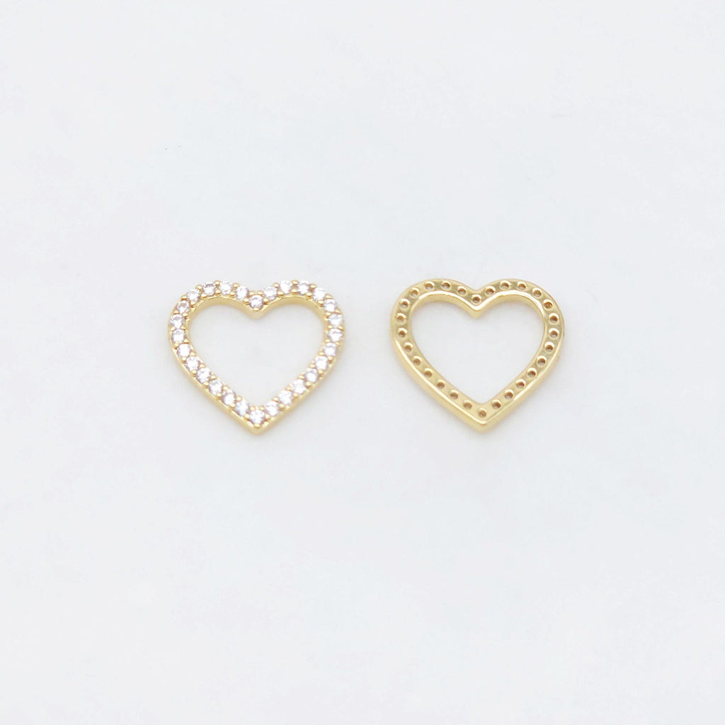 Cubic Openwork Heart Charms, 18K Gold Plated Bracelet Necklace Making Pendant, Pave Cubic Stone, 17mm Jewelry Findings S20486