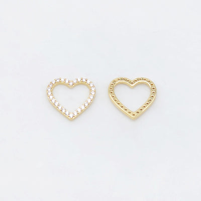 Cubic Openwork Heart Charms, 18K Gold Plated Bracelet Necklace Making Pendant, Pave Cubic Stone, 17mm Jewelry Findings S20486
