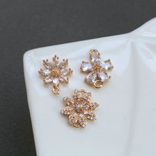 Load image into Gallery viewer, Sun Flower Charm, Cubic Zircon Crystal Flower Pendant, CZ Earring Charms,  Gold Plated Brass Earring Charms, Jewelry Findings HL014-F179