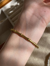Load image into Gallery viewer, Bamboo Bangle, Minimalist Gold Plated Bracelet, Stainless Steel Bangle, Silver Bangle, Gift for Her ZJ001
