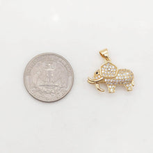 Load image into Gallery viewer, 3D Elephant Pave CZ Pendant, 18K Gold Plated Brass Animal Charm, Bracelet Necklace Making Charm, Jewelry Findings S20372