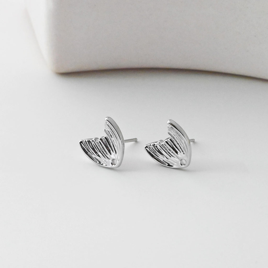 Wing Post Earrings, 11mm, Burshed Gold Earring Post, Hypoallergenic, Earring Findings, Earring Supplies D0422