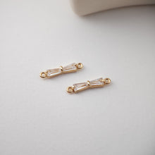 Load image into Gallery viewer, CZ Pave Bow Tie Connector, Cubic Pendant, Earring Connectors, Real Gold Plated Brass Earring Charms, Jewelry Findings D0066