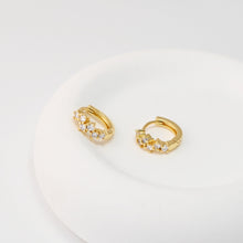 Load image into Gallery viewer, CZ Pave Flower Ear Hoop, Gold Plated Huggie Hoop Earring, Leverback Earring, DIY Earring  Findings, Handmade Earring Supplies D0531-D0539