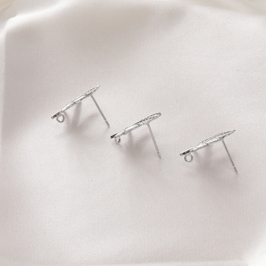 Gold/Silver Maple leaves Earring Post With Loop, S925 Silver Ear Pin Nickel Free Earrings, Hypoallergenic Earring Findings JJ020