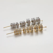Load image into Gallery viewer, 14K Gold CZ Pave Spacer Beads, Tone Rondelle Spacer Beads, Bracelet Making, Jewelry Finding SC030