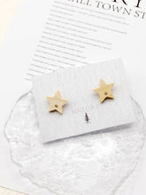 Load image into Gallery viewer, 4PCS Wood Earrings, Star Pentagram Geometric Wooden Earrings for women, Reclaimed Ash Wood,  Nickel Free, Boho Wood Earring Finding JT915