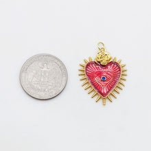 Load image into Gallery viewer, Heart Shape Evil Eye Charm, 18K Gold Plated Enamel Eye Pendant, Necklace Making Charm, Jewelry Findings