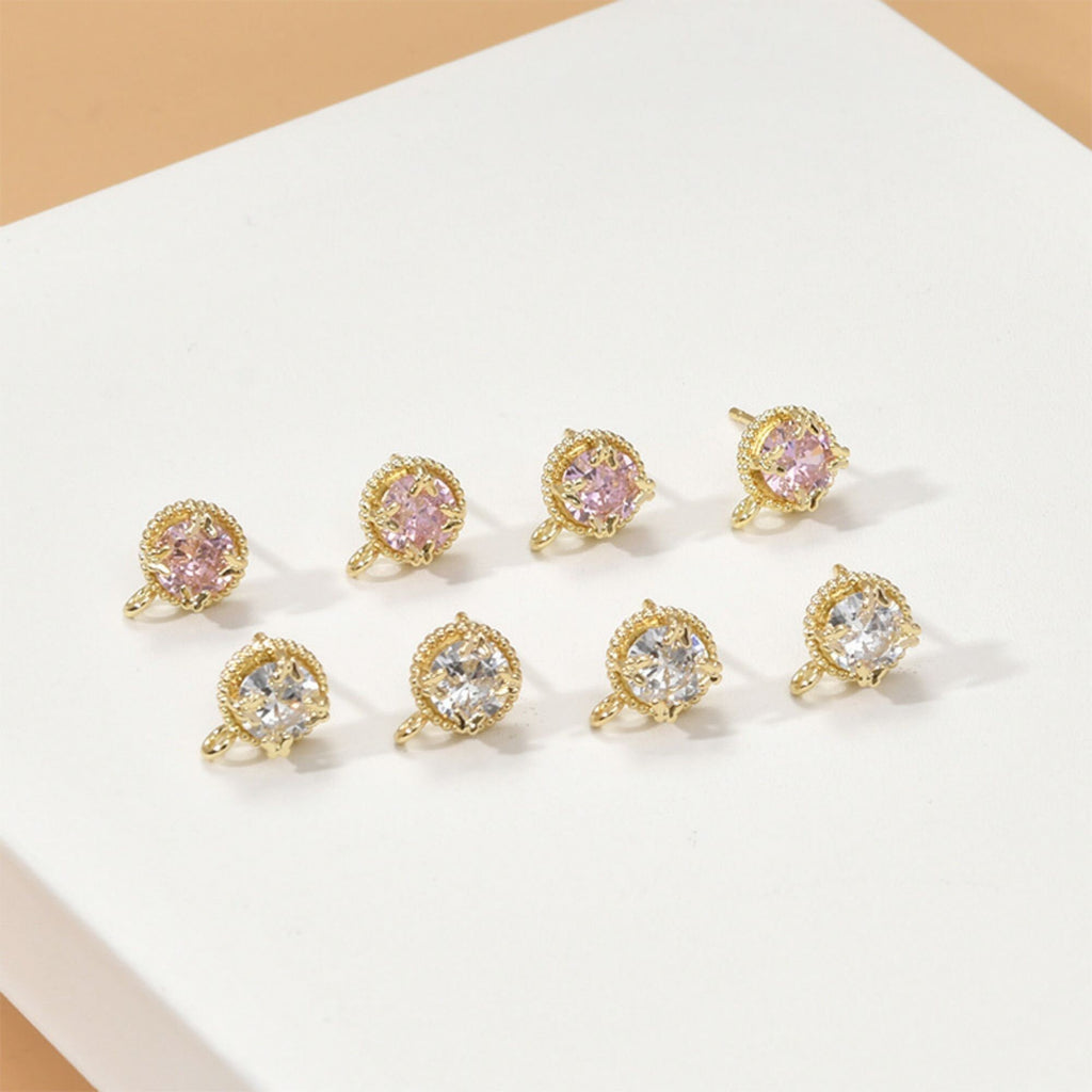 Round Pave Butterfly CZ Earring Post, S925 Silver Pin, 14K Gold/Silver Plated, Nickel Free Earrings, LL150