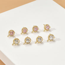 Load image into Gallery viewer, Round Pave Butterfly CZ Earring Post, S925 Silver Pin, 14K Gold/Silver Plated, Nickel Free Earrings, LL150