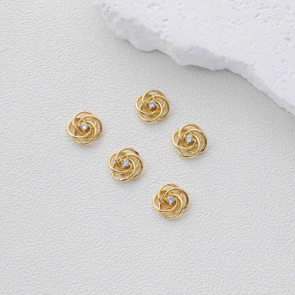 Flower Pendant, CZ Pave Flower Charms, Openwork Flower Charms, 18K Gold Plated, For Necklace And Earrings Making, Jewelry Findings D0376